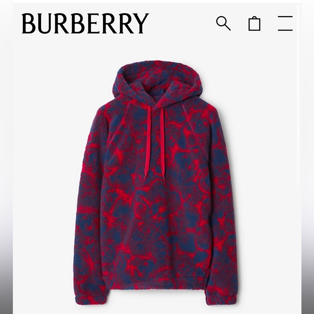 BRAND NEW ROSE PRINT BURBERRY FLEECE HOODIE